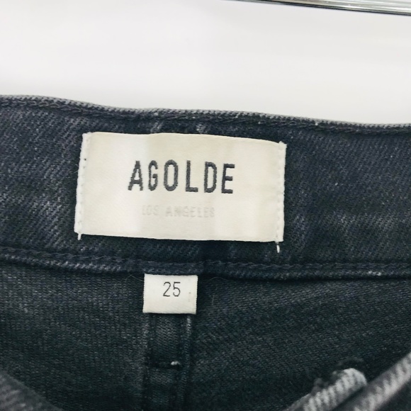 Agolde Nico High Rise Skinny Jeans Distressed Black Size 25 - Picture 4 of 11